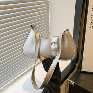 Damen Unterarm Hobo Tasche PU Leder Halbmond Schultertasche Retro Minimalistisch Metallschnalle Urban Vielseitige Tasche