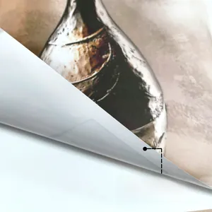 Detail view of the no white edge adhesive wall sticker with metallic plant pot design