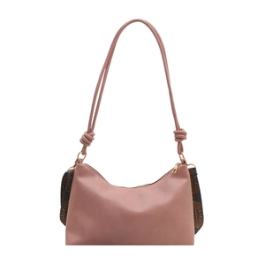 Grand sac hobo rétro rose poudré avec bandoulière nouée et foulard en soie décoratif