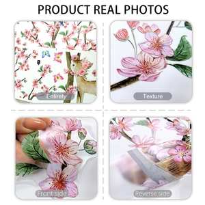 Close-up of A3 floral wall sticker with 3D embossed texture and pink cherry blossoms