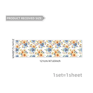 Floral wall sticker product size detail showing 31x121cm dimensions with blue flowers