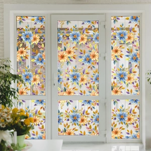 Gold Stamping Floral Rabbit Static Window Film Privacy Glass Sticker PVC Decorative Decal For Home Bedroom Living Room Glass Door