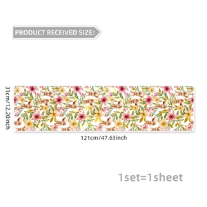 Detailed sheet size of floral bunny static window stickers 121cm x 31cm for home decor