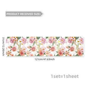 Floral rabbit static window clings for bedroom decor, size 121cm x 31cm, easy to apply