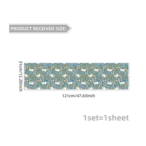 Detailed size chart for floral rabbit window sticker measuring 31cm by 121cm