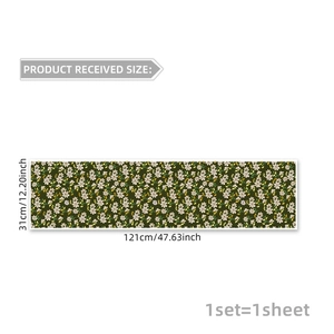 Detailed size specifications for a floral bunny window sticker measuring 121cm x 31cm