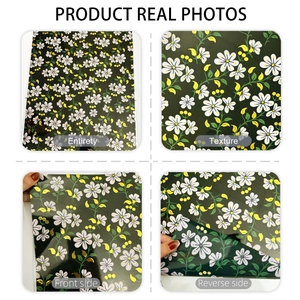Detail views of floral rabbit static window stickers showing texture and both sides