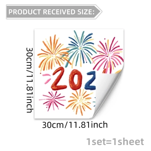 Detailed view of 30cm static window cling featuring colorful fireworks and 2026 New Year text