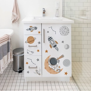 Adesivi murali astronauta e pianeti per decorazione mobili cameretta dei bambini