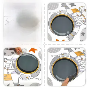 Dettaglio adesivo da parete astronauta cartoon con texture fronte e retro del prodotto