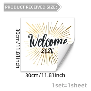 Detail showing dimensions of 2026 fireworks static window sticker 30cm by 30cm size
