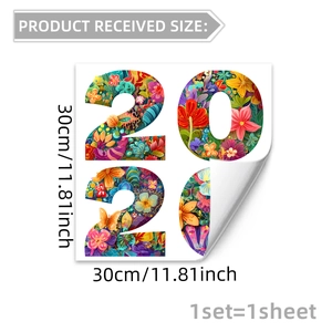Detailed view of 2026 floral butterfly static window sticker measuring 30x30cm