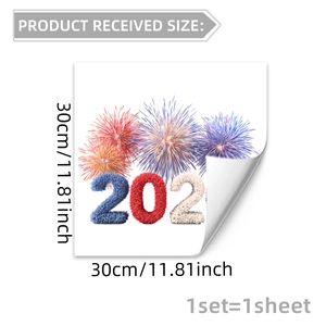 Size specifications for 2026 firework window sticker measuring 30cm by 30cm