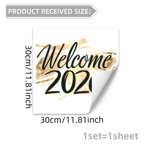 Detail of 30x30cm Welcome 2026 butterfly floral static window sticker with gold accents