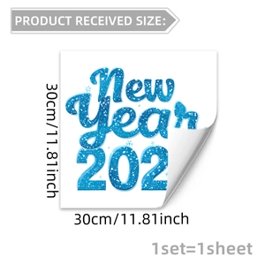 Close-up of 2026 New Year butterfly floral static window cling showing 30x30cm size specs