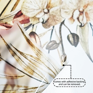 Bohemian floral wall sticker with adhesive backing showing easy peel and stick feature