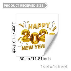 Detail of 30x30cm golden Happy New Year butterfly floral static window cling sticker
