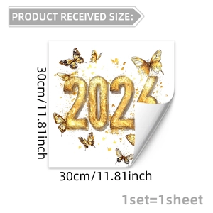 Macro view of 2024 golden butterfly wall decal 30cm x 30cm sticker specifications