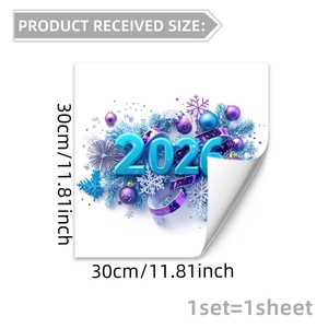 Detailed size chart for 2026 New Year butterfly floral static window stickers 30cm x 30cm