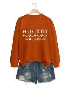 Dunkelorangefarbenes Hockey nana my Sweatshirt mit Distressed-Denim-Shorts