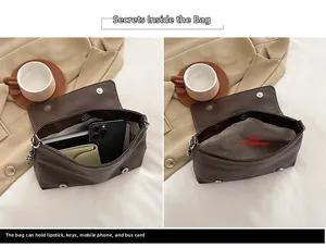 Detailed interior of brown crossbody bag showing spacious main compartment with essentials