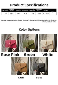 Spécifications de taille et cinq variantes de couleurs du sac à bandoulière en cuir PU