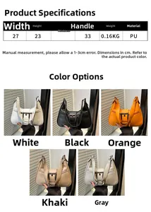 Size specifications and multi-color options for the vintage PU leather crescent bag