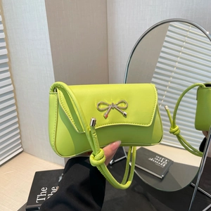 Sac Sous Le Bras Noeud Cuir PU Rabat Magnétique Couleur Unie Mode Décontracté Elégant Style Coréen Femme