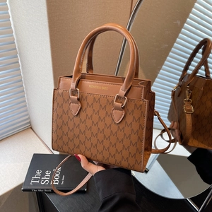 Sac À Main De Mode Pour Femmes En Cuir PU Imprimé Lettre Monogramme M Sac Fourre-Tout Rétro Carré Bandoulière Amovible
