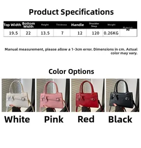 Tableau des tailles détaillé et affichage multicolore de sacs bandoulière rétro