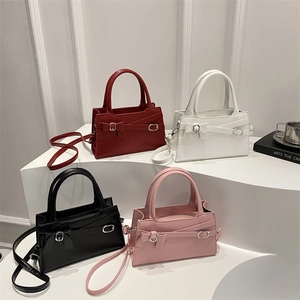 Sac à Épaule en Cuir PU pour Femmes Décoration de Nœud Couleur Unie Sac à Bandoulière Carré Avec Sangle Réglable Petit Fourre-tout