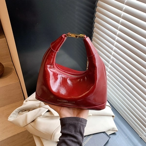 Borsa a Tracolla Hobo da Donna in Pelle PU Verniciata Borsa a Mano a Spalla Lucida Vintage Con Hardware Dorato Stampa Borse di Moda Borsa Dumpling
