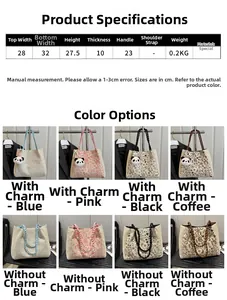Tableau des tailles détaillé et options de couleurs pour cabas brodé chinois