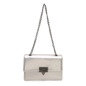 Minimalist silver chain crossbody bag with sleek metal clasp for women in summer