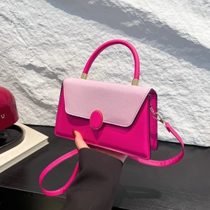 Women Crossbody Bag PU Leather Patchwork Woven Texture Top Handle Handbag Small Square Urban Minimalist Chic Daily Purse