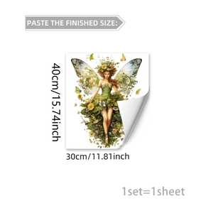 Detailed size chart for the cute forest fairy window sticker measuring 30cm x 40cm