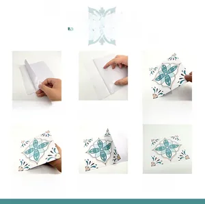 Step-by-step installation guide for mandala floral pattern self-adhesive tile stickers