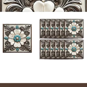 Close-up of 20x20cm baroque vintage self-adhesive wall tile stickers with floral patterns