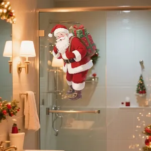 Double-sided Santa Claus window cling with gift bag for Christmas home glass decoration