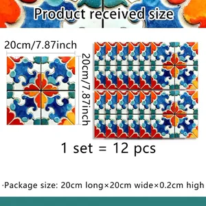 Detail of 20x20cm vintage marble pattern tile stickers with 12 pieces per set