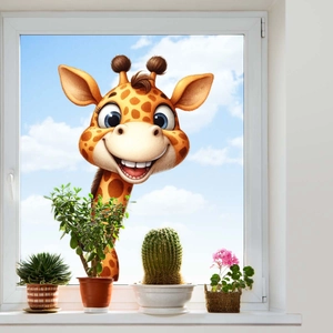 Creatieve cartoon giraffe raamsticker voor decoratie met levendig 3D dierontwerp