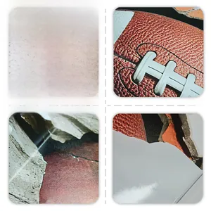 Detailed views of multi-layered 3D football wall sticker with back adhesive texture