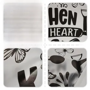 Detail of matte vinyl wall sticker showing front and reverse side texture with butterfly