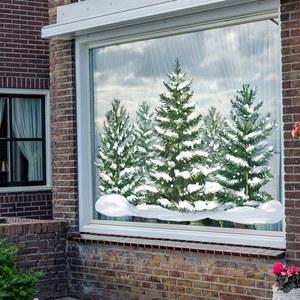 Winter pine trees with snow static window stickers for home and living room decoration