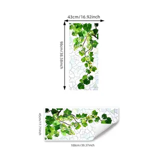 Green grapevine static window film for home decor showing product size 45x100cm