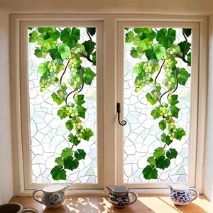 Green Grape Vine Static Cling Window Film Privacy Glass Sticker Frosted Translucent Double Sided Pattern Home Decor