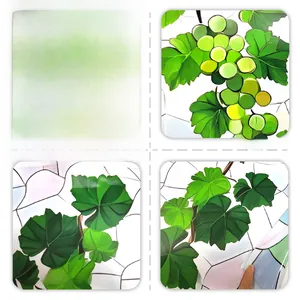 Detail of green vine and grape glass film showing frosted texture and double-sided patterns