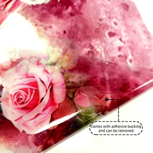 Self-adhesive purple and pink rose flower wall sticker with waterproof PVC backing