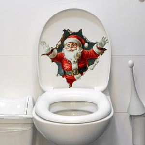 Close-up of a 3D Santa Claus wall sticker with vibrant colors and realistic detail
