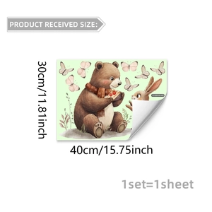 Luminous cartoon bear and rabbit wall sticker set measuring 30cm by 40cm for home decor